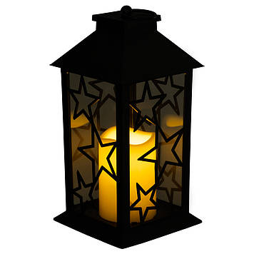 Ліхтар декоративний 14×14×30 (см) підвісний з LED підсвічуванням Чорний CR-3-2