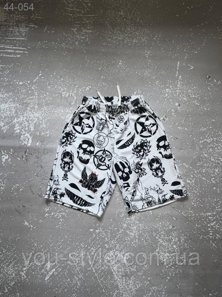 Шорти білі з принтом - 44-054
