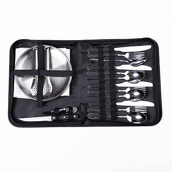 Набір посуду для пікніка на 4 особи 24 предмети Сріблястий HP-21-1