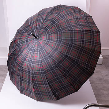 Класична парасолька-тростина напівавтомат з поліестеру 16 спиць діаметр 117 см Сірий HP-23-4G