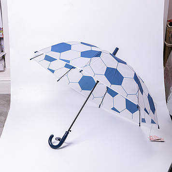 Класична дитяча парасолька-тростина напівавтомат з поліестеру 8 спиць діаметр 82 см Синя HP-23-9BL