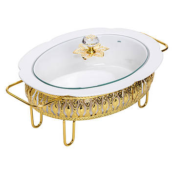 Настільна мармітниця 32×23×14 (см) порцелянова 1.2 (л) на металевій підставці HP-26-8