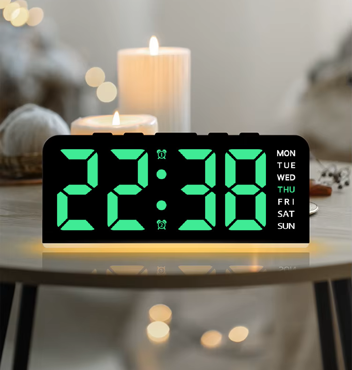 Годинник Deepfox GH-9001 LED цифровий електронний настільний Будильник Дата Температура Підсвітка 16х6,7см зелений, фото 1