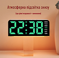 Годинник Deepfox GH-9001 LED цифровий електронний настільний Будильник Дата Температура Підсвітка 16х6,7см зелений, фото 5