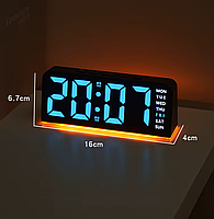 Годинник Deepfox GH-9001 LED цифровий електронний настільний Будильник Дата Температура Підсвітка 16х6,7см зелений, фото 9