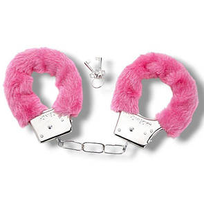 Наручники для інтиму аксесуар для рольових ігор зі змінним декором хутро рожеве розмір універсальний