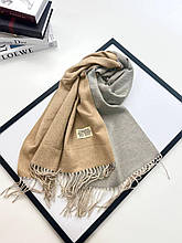 Кашеміровий шарф EST. 2023 двусторонній 180*70 см бежевий/сірий