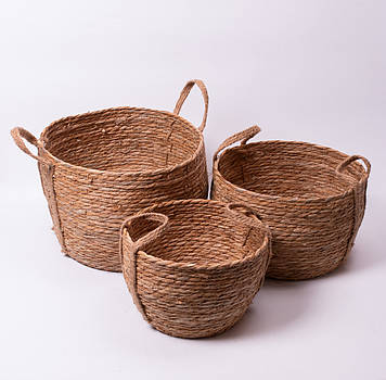 Набір кошиків для зберігання речей 3 (шт) універсальні плетені 3/6/9 літрів Коричневий HP-41-9