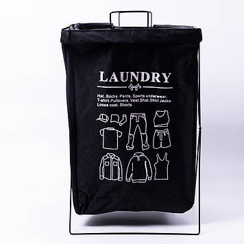 Кошик для білизни на підставці 36×32×52 (см) м'який Чорний HP-41-11B