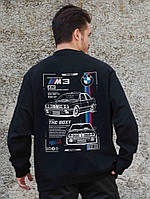 Утеплений оверсайз світшот на флісі з принтом Without BMW Black