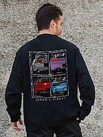 Утеплений оверсайз світшот на флісі з принтом Without Cars Black