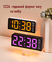 Годинник Deepfox GH-9001 LED цифровий електронний настільний Будильник Дата Температура Підсвітка 16х6,7см фіолетовий, фото 2