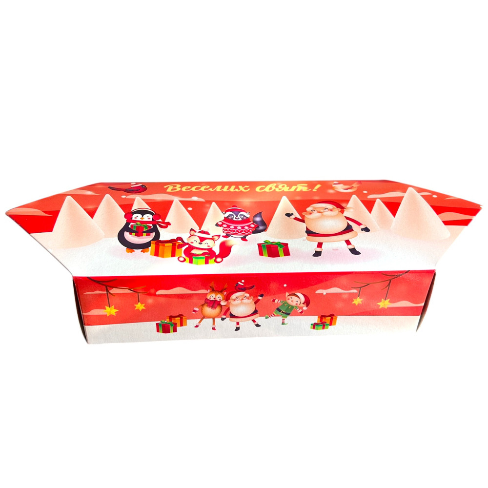 Новорічна упаковка для цукерок до 400 г Цукерка червона, фото 1