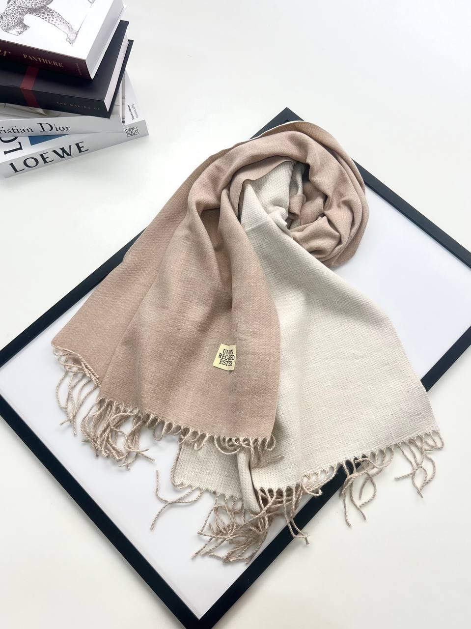 Кашеміровий шарф EST. 2023 двусторонній 180*70 см латте