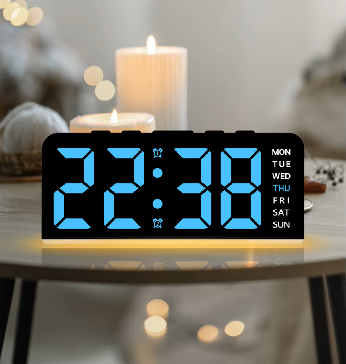 Годинник Deepfox GH-9001 LED цифровий електронний настільний Будильник Дата Температура Підсвітка 16х6,7см синій, фото 1