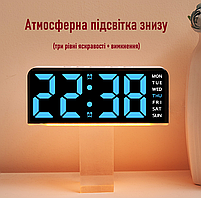 Годинник Deepfox GH-9001 LED цифровий електронний настільний Будильник Дата Температура Підсвітка 16х6,7см синій, фото 5