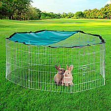 Металевий 8-панельний манеж Petlux для дрібних хатніх тварин із дахом — висота 55 см, фото 3