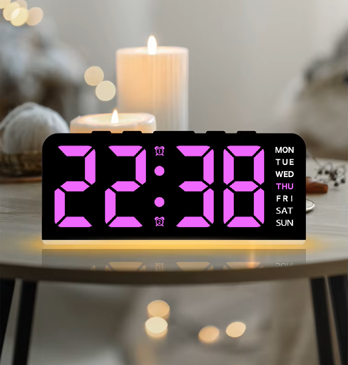 Годинник Deepfox GH-9001 LED цифровий електронний настільний Будильник Дата Температура Підсвітка 16х6,7см фіолетовий, фото 1