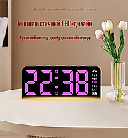 Годинник Deepfox GH-9001 LED цифровий електронний настільний Будильник Дата Температура Підсвітка 16х6,7см фіолетовий, фото 3