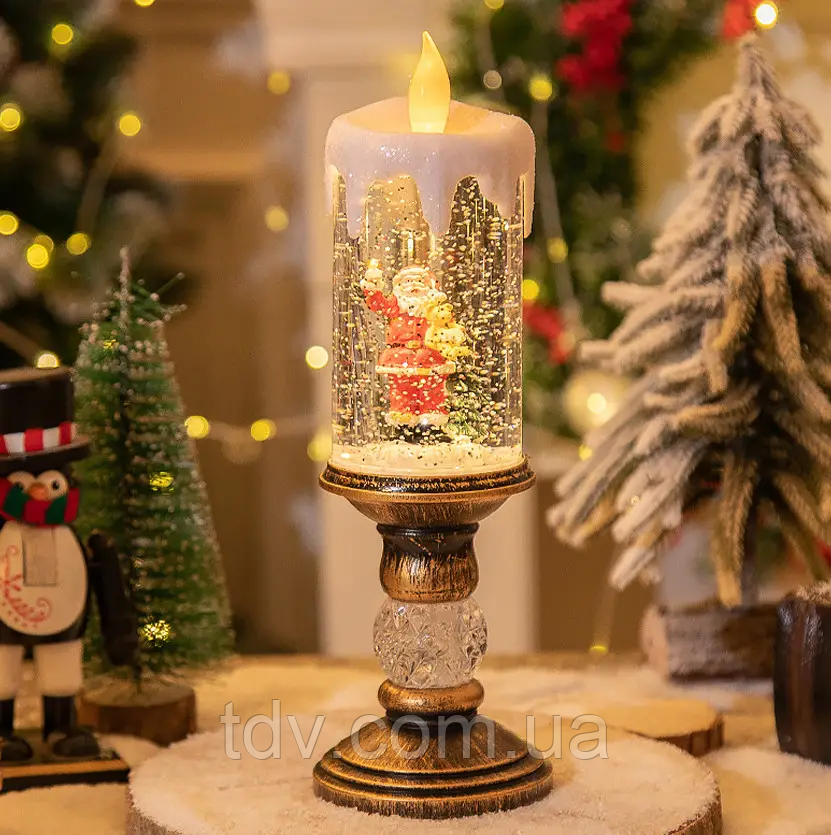 Декоративна новорічна LED-свічка «Дід Мороз» D25A, святковий нічник, ялинковий декор, різдвяна прикраса, фото 1