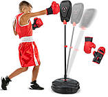 Дитячий боксерський тренажер на стійці Боксерська груша стійка з рукавичками Висота регулюється 85-130 см Боксерські тренажери, фото 2