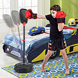 Дитячий боксерський тренажер на стійці Боксерська груша стійка з рукавичками Висота регулюється 85-130 см Боксерські тренажери, фото 5