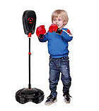 Дитячий боксерський тренажер на стійці Боксерська груша стійка з рукавичками Висота регулюється 85-130 см Боксерські тренажери, фото 6