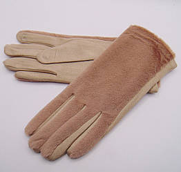 Рукавички норка із замшевою долонею сенсор р.6,5-8,5 кавові Number 0ne