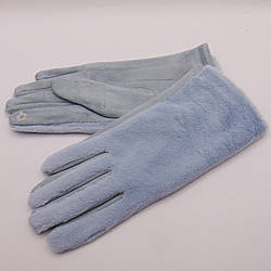 Рукавички норка із замшевою долонею сенсор р.6,5-8,5 блакитні Number 0ne
