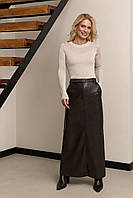 Спідниця жіноча з екошкіри холодний шоколад