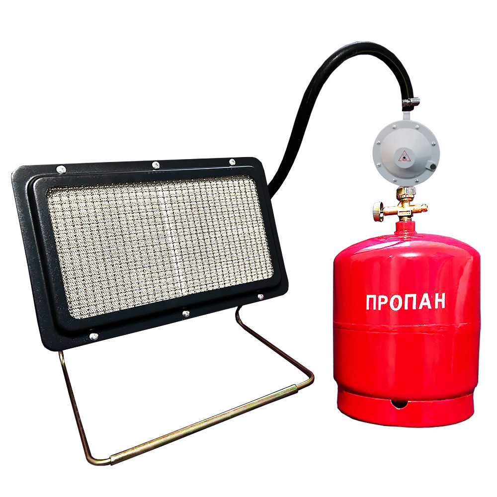 Обігрівач газовий 3,85 кВт керамічний + газовий балон 5 л з набором для підключення: шланг 1м, редуктор, 2 хомути, фото 1