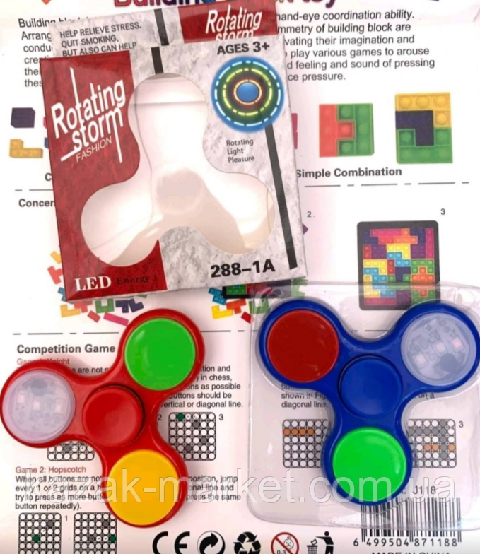 Спінер-антистрес світний Іграшка-антистрес у формі спінера Спінер світиться в темряві Led spinner, фото 1