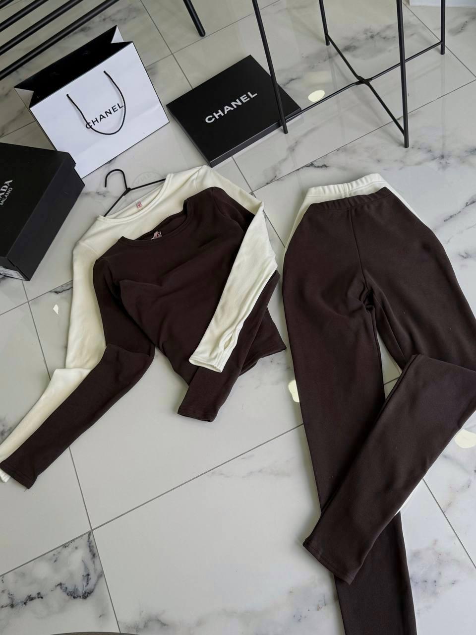 Термо комплект (лонг + легінси) Модель: 824-1646/1 Колір: чорний, шоколад, графіт, молоко, фото 1