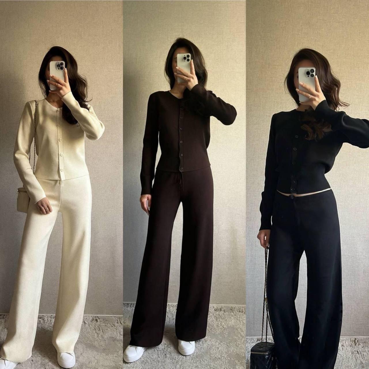 Костюм (кофта + палаццо) з двосторонньої ангори Модель: 824-1685 Колір: чорний, шоколад, молоко, фото 1