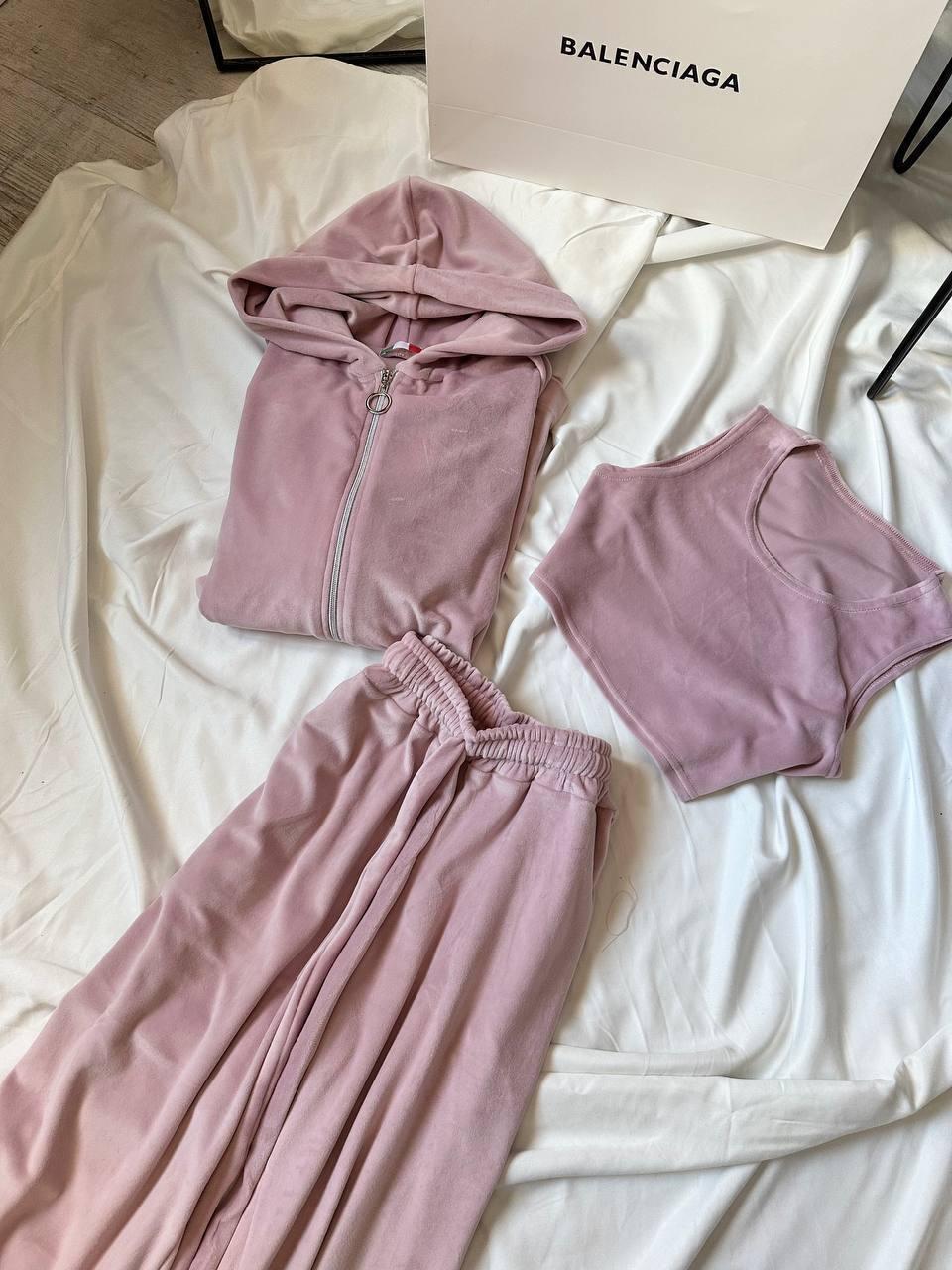 Костюм 3в1 (кофта + топ + штани палаццо) Модель: 824-1528 Колір: молочний, чорний, пудровий, блакитний, фото 1