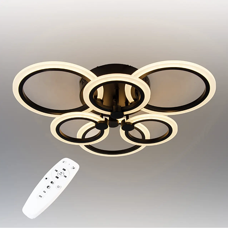 Стельова LED люстра, світлодіодний світильник Sunlight чорний 6326/3+3, фото 1