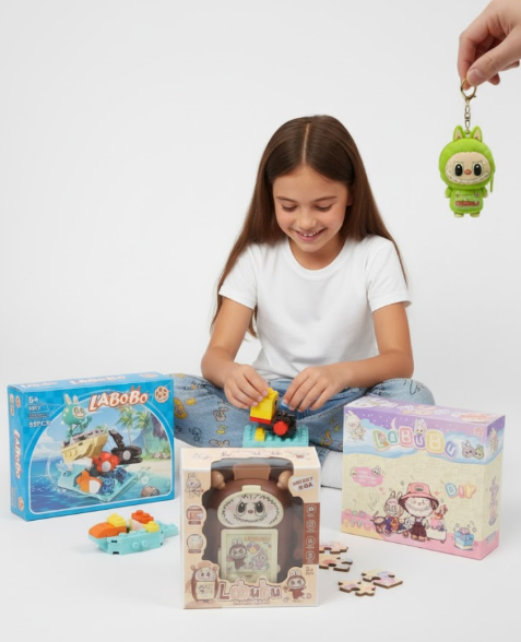 Мега Набір Labubu 20 в 1: Подарунковий Бокс (Сюрприз), Творчість + Стиль, Конструктор, Плюшева Сумка (Лабубу), фото 1