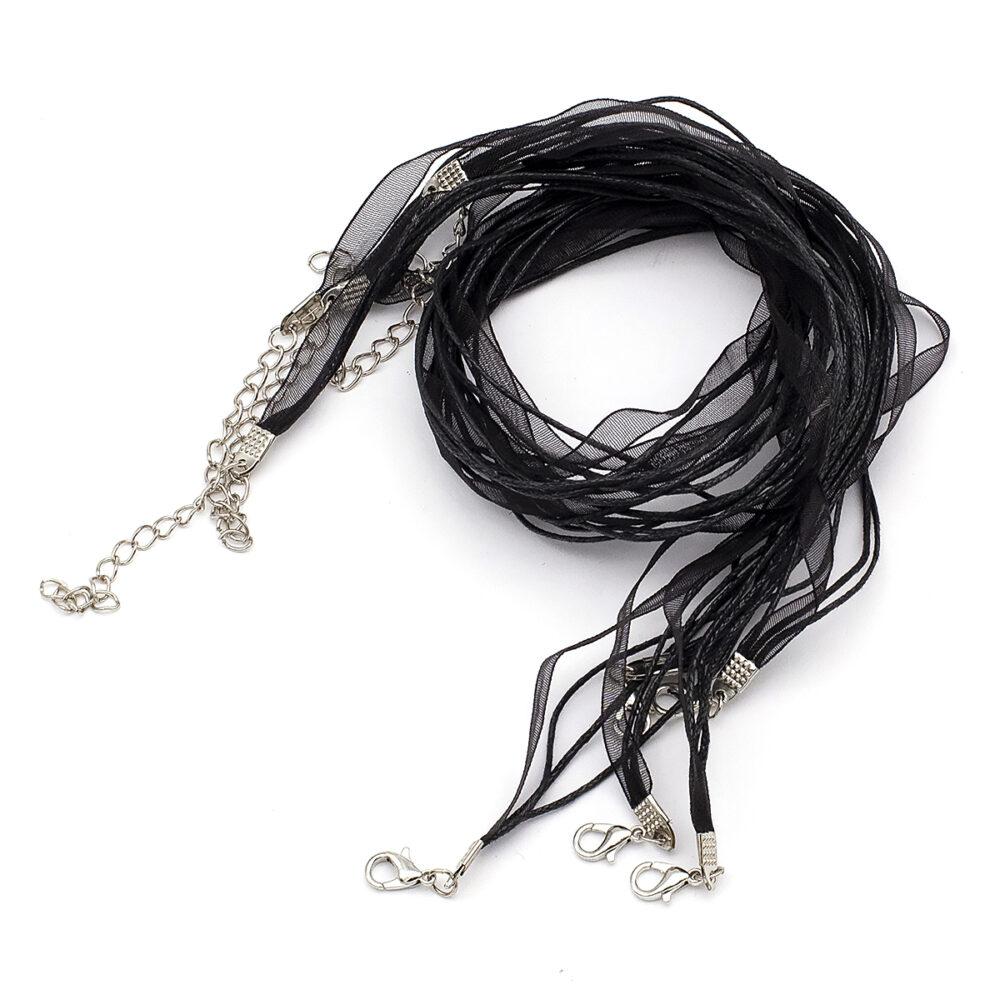 Основа для намиста 47 см 6 шт Бавовняний вощений шнур і стрічка органза, фото 1