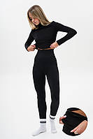 Жіночі теплі батал лосини легінси на хутрі Without Battle Black