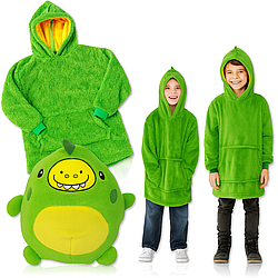 Дитячий плед-толстовка Huggle Hoodie «Лісова пригода» (зелений) — затишний плед-худі 3 в 1 для ігор і відпочинку