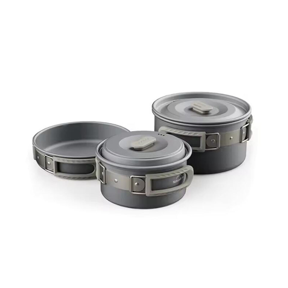 Набір посуду (2 каструлі, сковорідка) Naturehike CNK2450CF010 grey, фото 1
