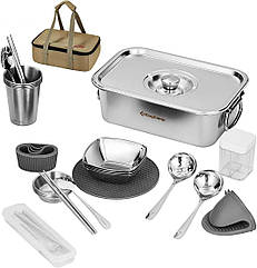 Набір посуду для кемпінгу на 4 особи KingCamp Hot Pot set pro KA2310 silver
