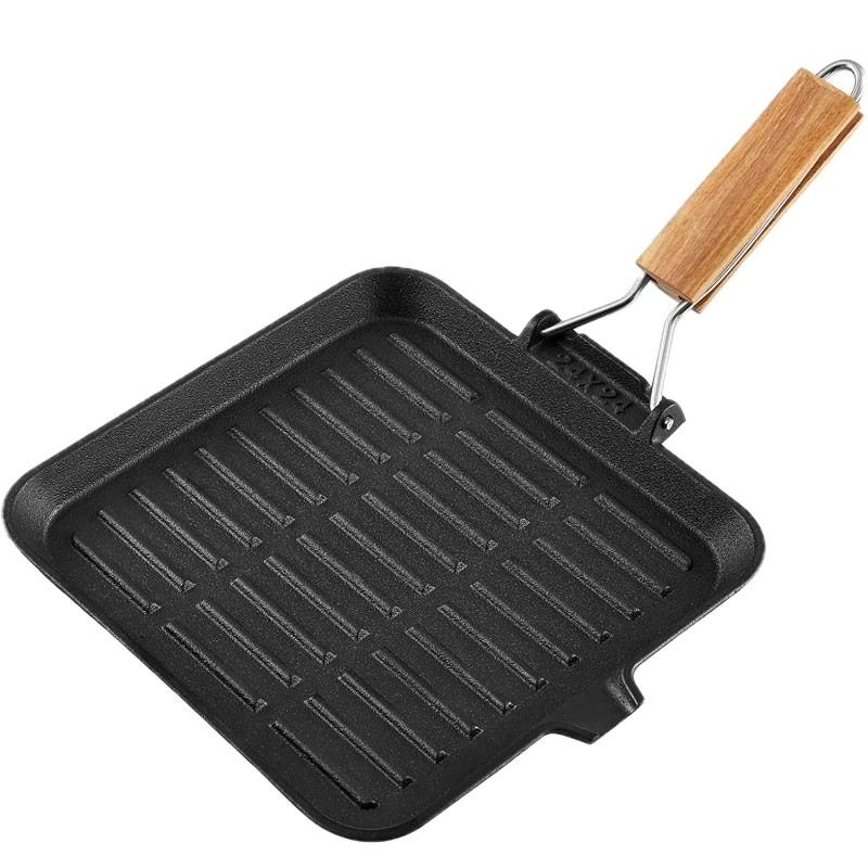 Чавунна сковорода гриль з бамбуковою ручкою KingCamp KA2314 black, фото 1