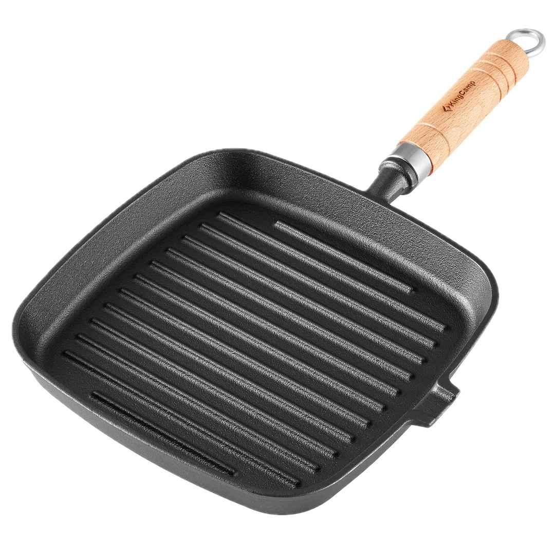Чавунна сковорода гриль із дерев'яною ручкою KingCamp KA2421 black, фото 1