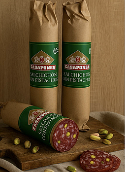 Іспанська салямі з фісташкою Casaponsa Salchichon con Pistachio 350 гр. Іспанія
