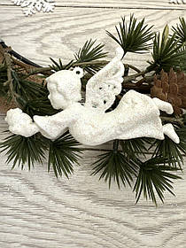 Новорічна прикраса - білий янгол з зіркою ( 11 см # 5 см )