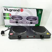 Електроплита для кухні з двома конфорками ViLgrand VHP152F 2000 Вт, Настільна потужна плита SZ-73