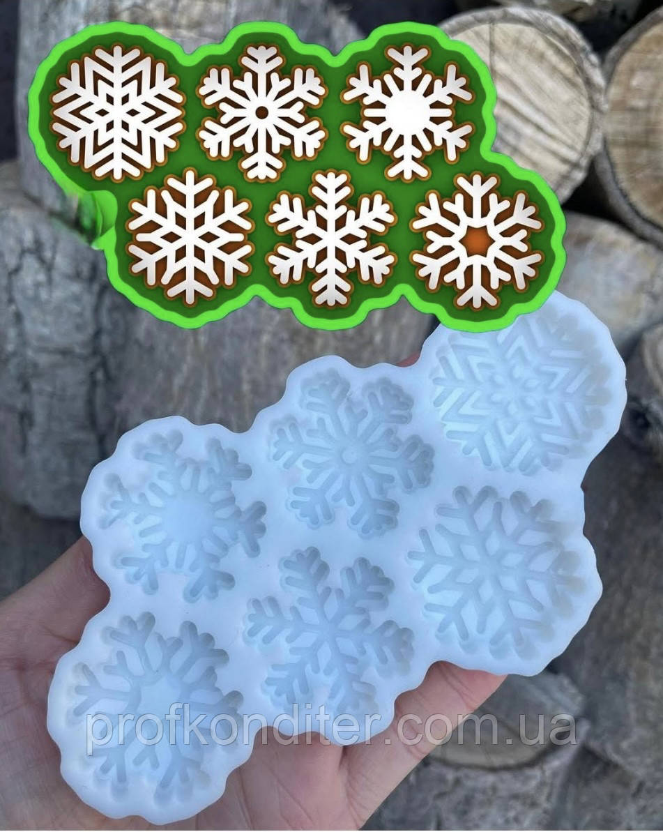 Ексклюзив! Силіконовий молд для шоколаду та ін "Сніжинки-цукерки", фото 1