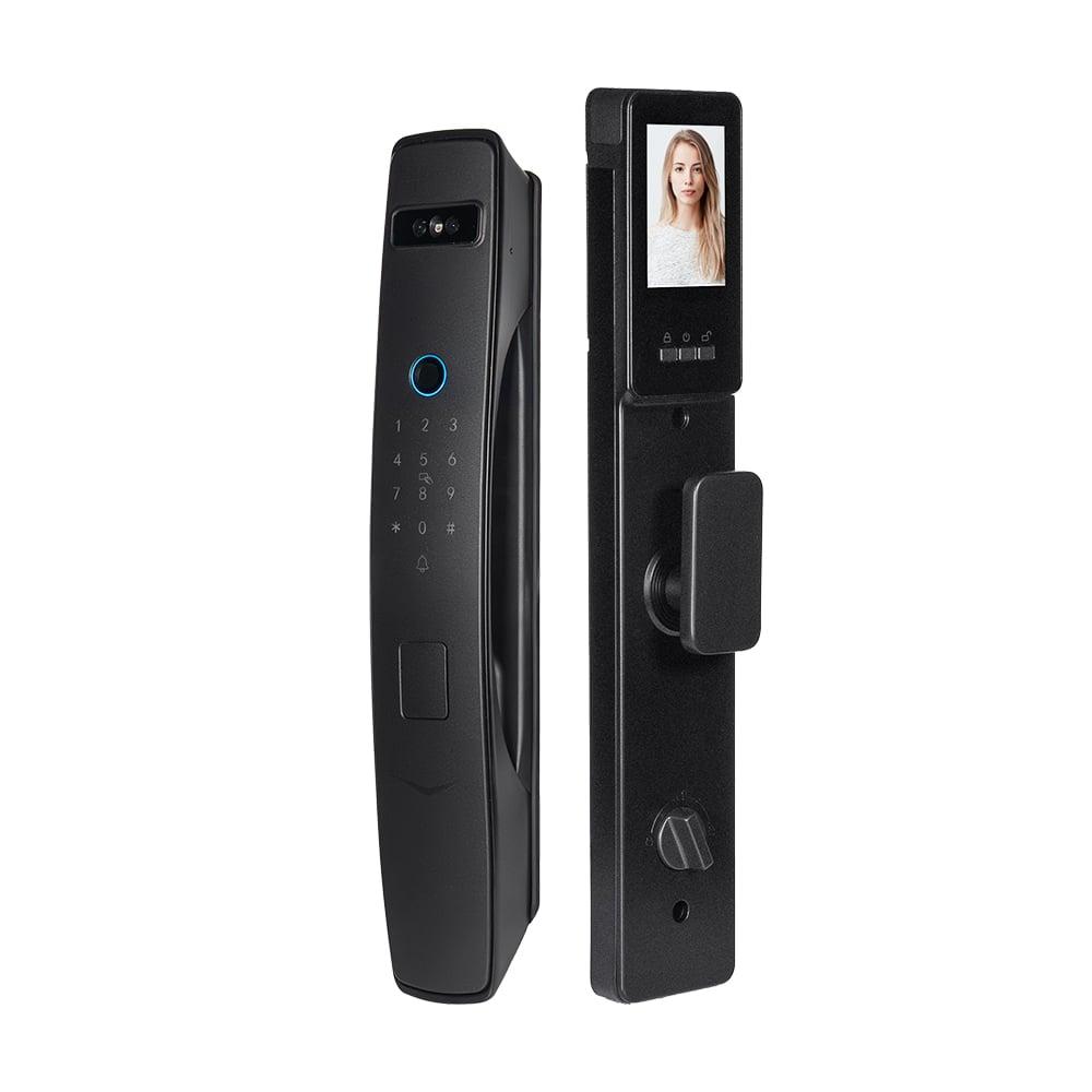 Замок біометричний автономний Trinix TRL-8803BTV Black L/R з Bluetooth та Wi-Fi, розпізнаванням облич, долоней, зчитувачем, фото 1