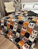 Ковдратепла євро на еко хутрі 200х220 Коти